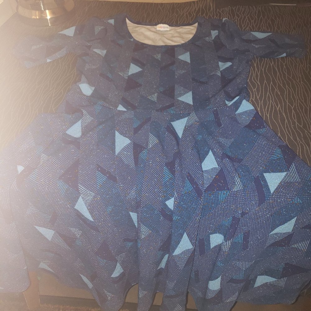 lularoe blue dress 3/4 sleeve